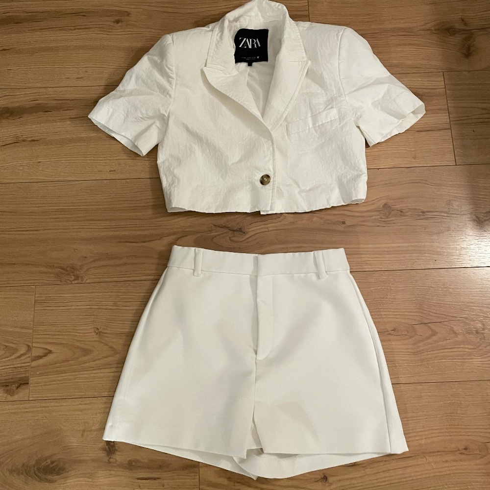 Zara - White Two Piece Set Skort & Top - Size XS